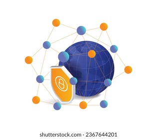 Earth security network flat illustration
