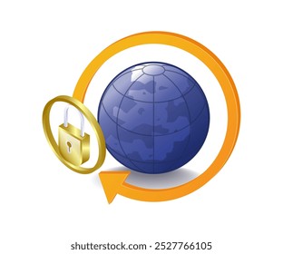 Earth security padlock arrow rotation