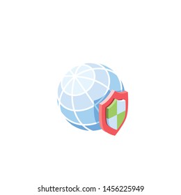 Earth security vector 3d isometric, color web icons set, new flat style. Creative illustration, idea for infographics.