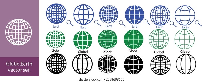 Earth set icons, Globes with World Maps, set Earth globe hemispheres with continents vector