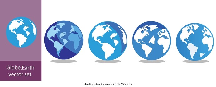 Earth set icons, Globes with World Maps, set Earth globe hemispheres with continents vector