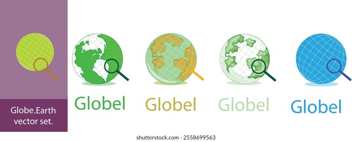 Earth set icons, Globes with World Maps, set Earth globe hemispheres with continents vector