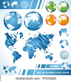 The Earth - Set of maps and globes
