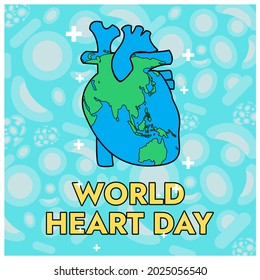 Earth with shape of Human heart suitable for  Heart Day Illustration