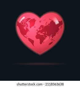La Tierra en forma de corazón rojo. El concepto de conservación ambiental.
