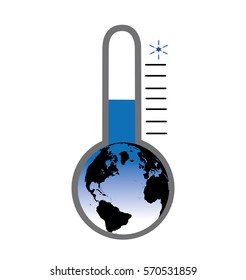 Earth in the Shape of a Thermometer on White Background 3D Illustration, vector illustration