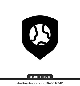Earth Shield Silhouette icon vector, illustration logo template in trendy style. Suitable for many purposes.
