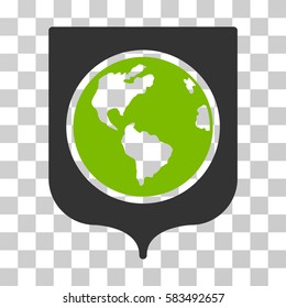 Earth Shield vector icon. Illustration style is flat iconic bicolor eco green and gray symbol on a transparent background.