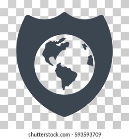 Earth Shield vector icon. Illustration style is flat iconic smooth blue symbol on a transparent background.
