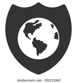 Earth Shield vector icon. Style is flat symbol, rounded angles, white background.