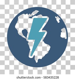 Earth Shock vector icon. Illustration style is flat iconic bicolor cyan and blue symbol on a transparent background.