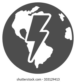 Earth Shock vector icon. Style is flat symbol, gray color, rounded angles, white background.