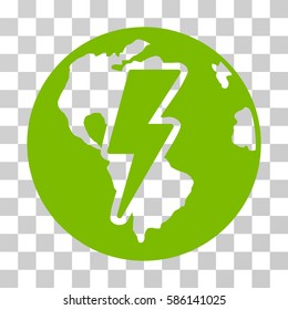 Earth Shock vector pictograph. Illustration style is flat iconic eco green symbol on a transparent background.