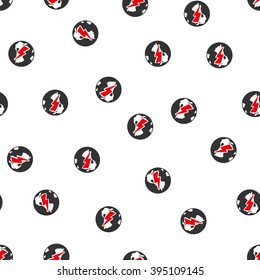 Earth Shock vector seamless repeatable pattern. Style is flat red and dark gray earth shock symbols on a white background.