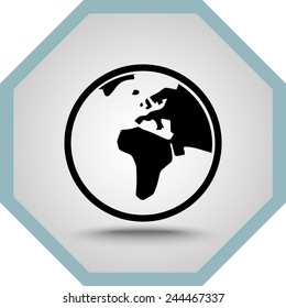 Earth sign icon, vector illustration. Flat design style