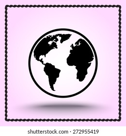 Earth sign icon, vector illustration. Flat design style