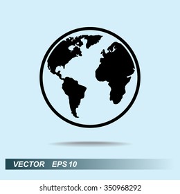 Earth sign icon, vector illustration. Flat design style