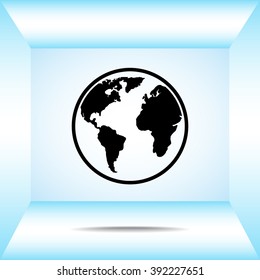 Earth sign icon, vector illustration. Flat design style