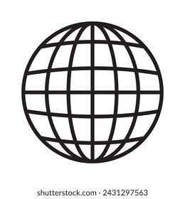 Earth silhouette icon, Globe Icon, symbol, World logo, planet vector. Globe icon with stroke line. Earth icon with stroke. Earth logo. Earth, globe silhouette. Abstract globe symbol. 