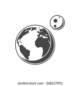 Earth, silhouette, vector illustration, isolated on white background