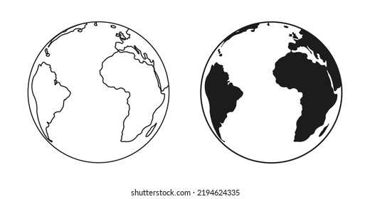 Earth simple black vector icons.