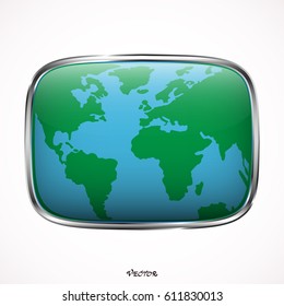 Earth simple icons in color rounded square frames on white background