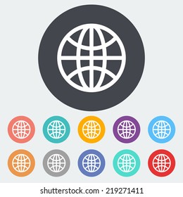 Earth. Single flat icon on the circle. Vector illustration.