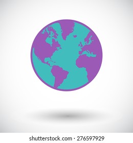 Earth. Single flat icon on white background. Vector illustration.