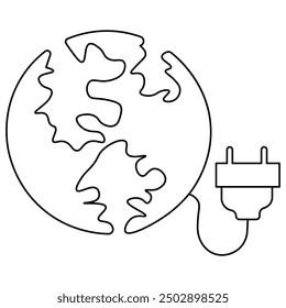 Arte de una sola línea de la tierra, dibujo continuo de una línea de Arte vectorial de contorno aislado 
