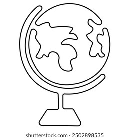 Earth  single line art, continuous one line drawing of  Isolated outline vector art 
