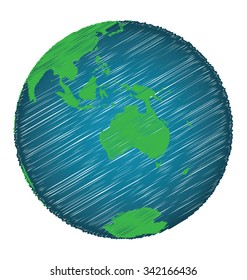 Earth Sketch Hand Draw Focus Australia Continent, Credit World Map of Nasa