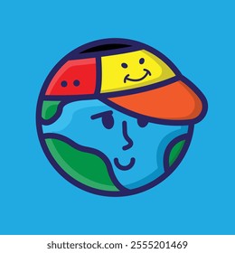 The earth smiles like a child vector flat