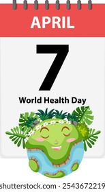 Earth smiling with plants on World Health Day