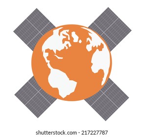 Earth with solar panels.Vector illustration