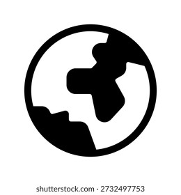 Earth solid line illustration of a road trip icon