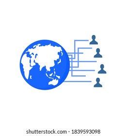 earth and some blue people icon next to it
