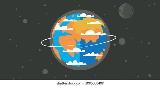 Earth in space cartoon