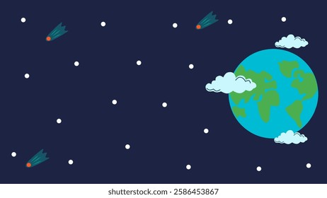 Earth in space illustration for simple eco green environmental event.