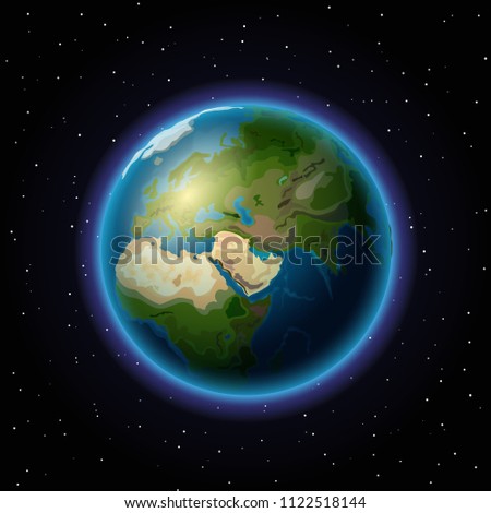 The Earth in the space. Layered vector illustration