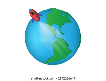Earth with space rocket. Vector illustration