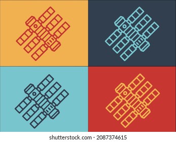 Earth Space Station Logo Template, Simple Flat Icon of space,earth,science
