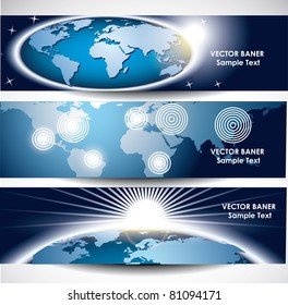 Earth, Space and sun web banners