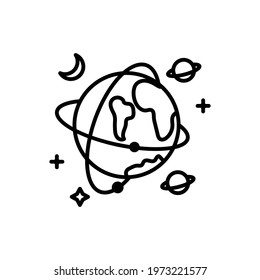 Earth Space vector outline icon. space symbol eps 10 file