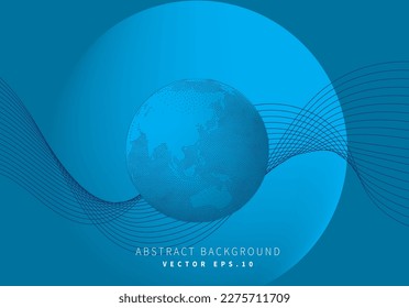 earth sphere orb with striped wave line astrology science background for advertisment banner poster technology enviroment organic nature vector eps.