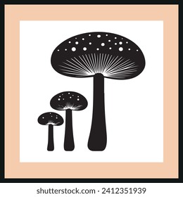 Earth star mushroom silhouette vector illustration set, Mushroom icon, clip art