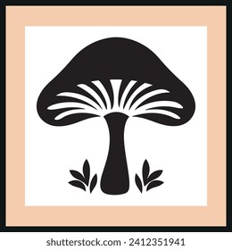 Earth star mushroom silhouette vector illustration set, Mushroom icon, clip art