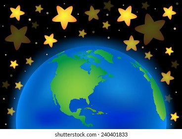 earth with stars