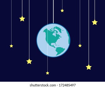 Earth and stars on strings 