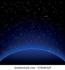 Earth with Stars. Space. Vector Illustration.