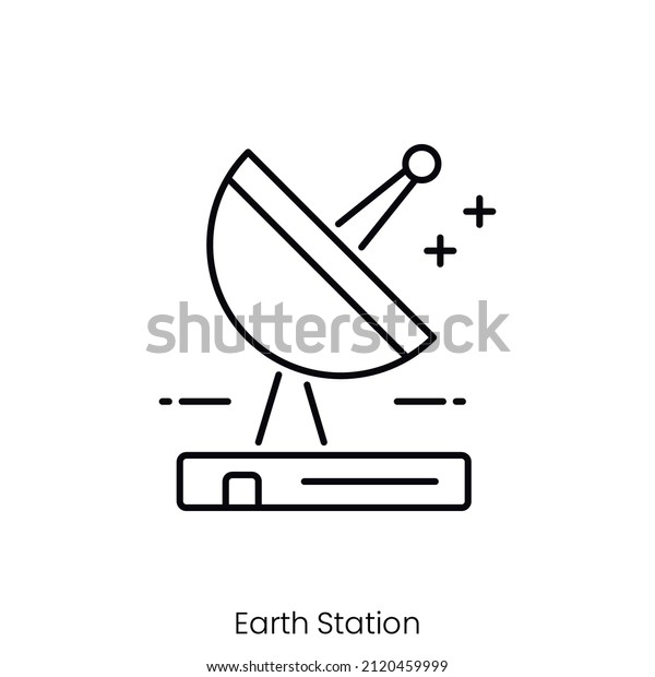 earth station icon. Outline style icon design\
isolated on white\
background